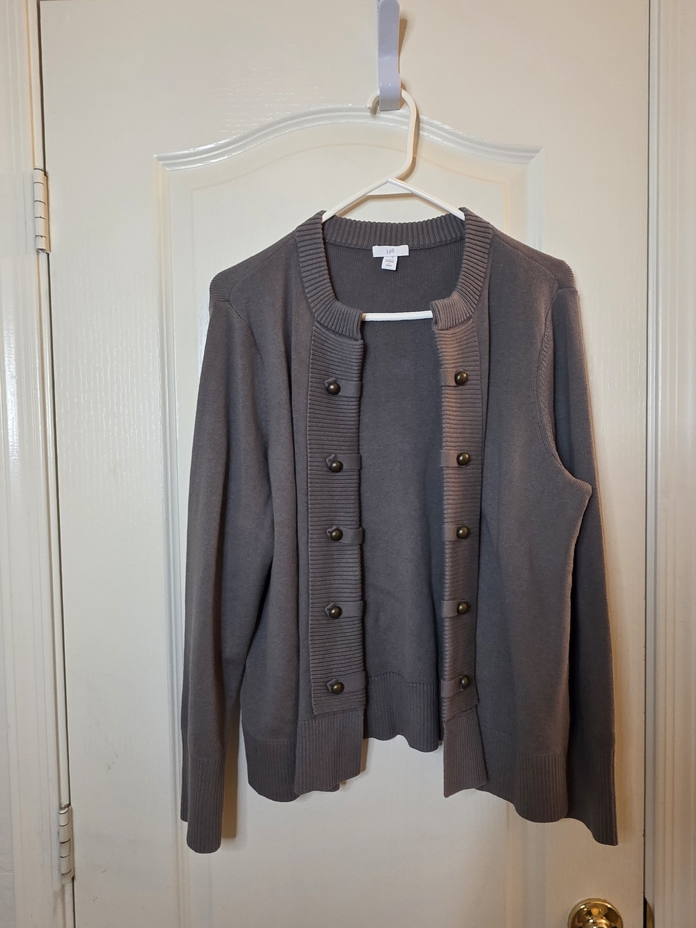 J. Jill Slate Gray Double-Row Button Knit Cardigan